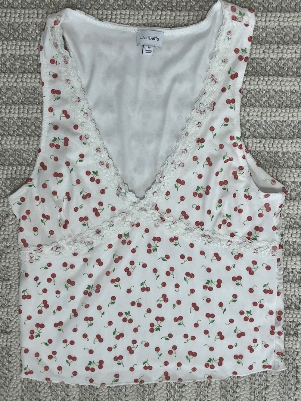 LA hearts top with cherries size medium